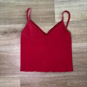 Brandy-melville Women's Red and Burgundy Vest